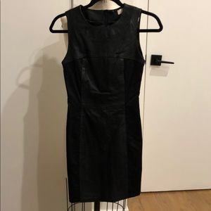NWT H&M Leather with combo pencil dress black 2 XS